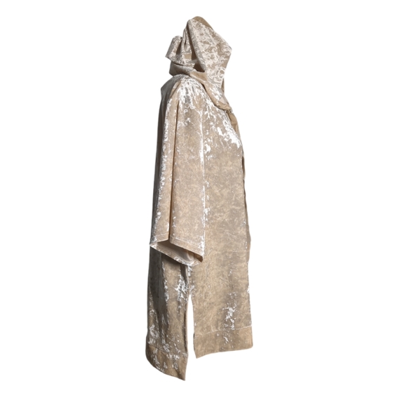 FOREVER 21  Luxury Beige Shiny Velvet Oversized short sleeve Size S - Picture 6 of 11